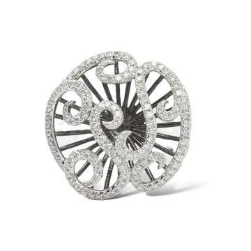 0.69 CT Natural Diamond Cocktail Dome Ring 18K White Gold Black Rhodium Size 6.5