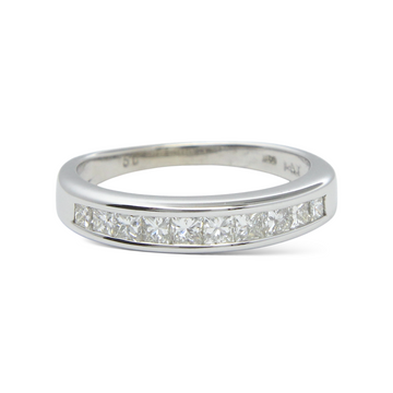 0.50 CT Anniversary Band Natural Princess Diamond 14K White Gold Size 4.5
