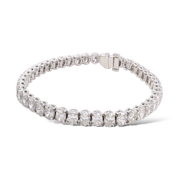 Natural Oval Diamond Tennis Bracelet 13.59 CT Platinum 7" Inches