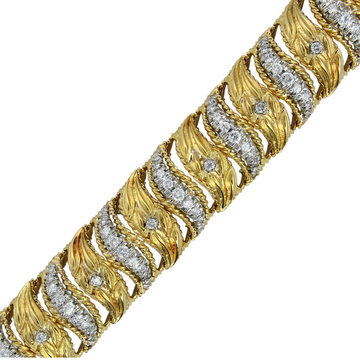 Hammerman Brothers Diamond Bangle Link Bracelet 2.70 CT 18K Yellow Gold Platinum