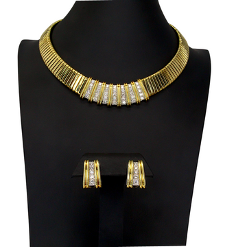 JOSE HESS Tubogas Necklace and Earrings Set 4.5CT Diamond 14K Yellow Gold