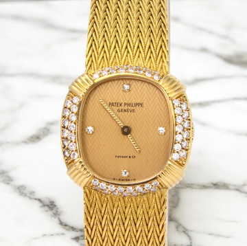 Patek Philippe Ellipse Ladies TIFFANY & CO Dial Diamond Bezel 18K Yellow Gold