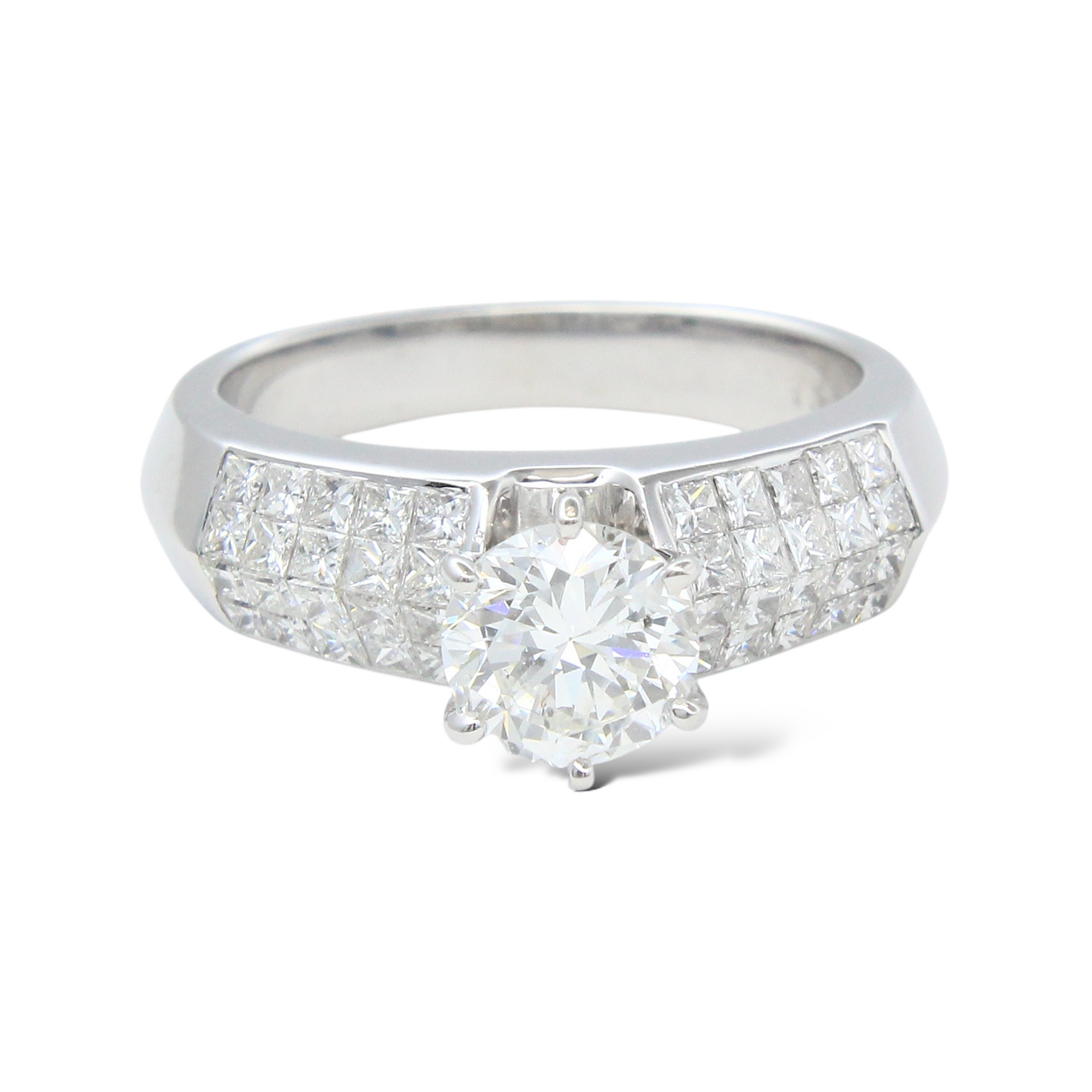 1.95 CT Natural Diamond Round Cut Engagement Ring 18K White Gold Size 6.5