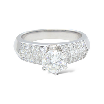 1.95 CT Natural Diamond Round Cut Engagement Ring 18K White Gold Size 6.5
