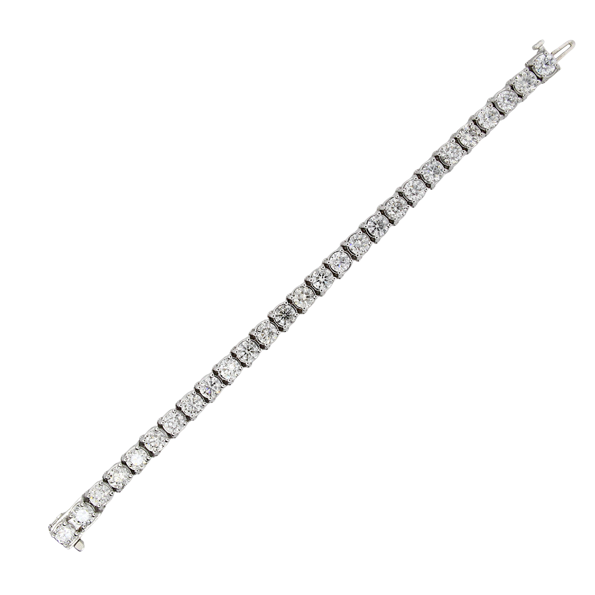12-13 CT Natural Diamond Tennis Bracelet 14K White Gold 6.5" Inches