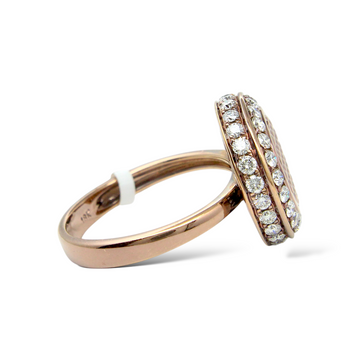 1 CT Natural Diamond Textured Dome Ring 18K Rose Gold Size 7
