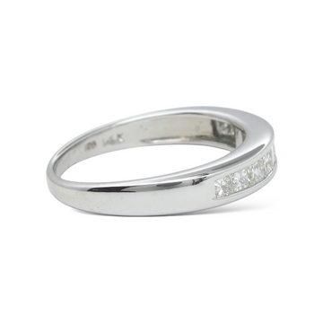 0.50 CT Anniversary Band Natural Princess Diamond 14K White Gold Size 4.5