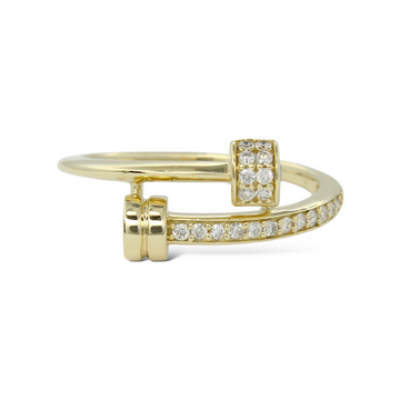 0.22 CT Natural Diamond Nail Wrap Ring Bypass Band 14K Yellow Gold Size 6.5