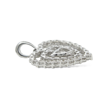 0.75 CT Diamond Heart Pendant Pear Cut Center 18K White Gold Charm