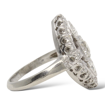 Art Deco Old European Cut Antique Milgrain 0.70 CT Ring Platinum Size 3