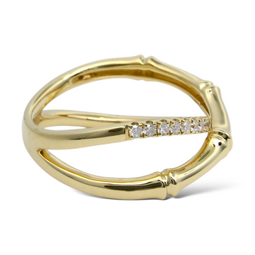 EFFY Natural Diamond Ring Bamboo Ring Band 14K White Gold Size 7