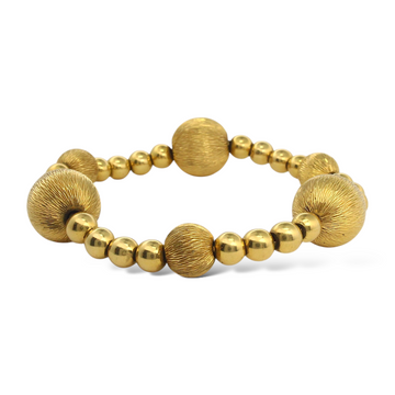 TIFFANY & CO Fluted Beaded Ball Ribbed Chain Bracelet 18K Yellow Gold 8 Inch