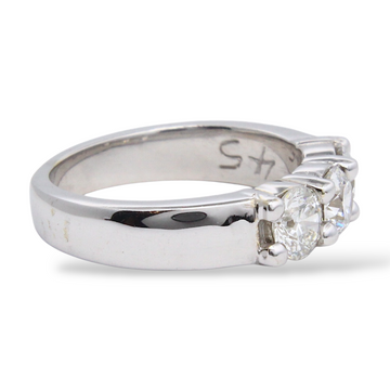 3 Stone Anniversary Diamond Band Ring 1.30 CTW Round 18K White Gold Size 6.25