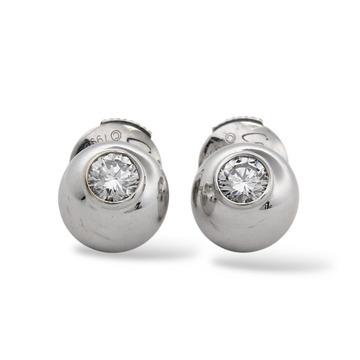 Cartier Perles De Diamants 0.50 CT Stud Earrings 18K White Gold Original Box