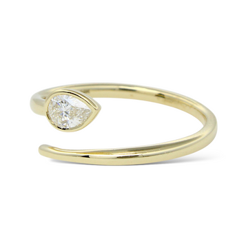 0.25 CT Natural Pear Diamond Wrap Ring Band 14K Yellow Gold Size 7
