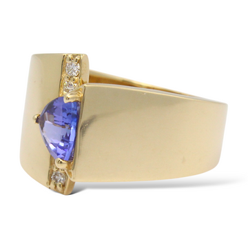 EFFY Nahla Siri Tanzanite & Natural Diamond Ring 14K Yellow Gold Size 7