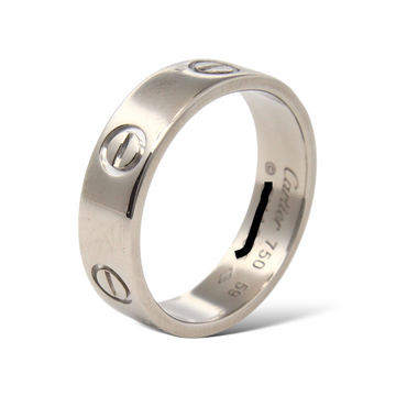 CARTIER Classic Love Ring 5.5 mm 18K White Gold Size 59