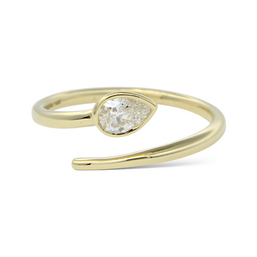 0.25 CT Natural Pear Diamond Wrap Ring Band 14K Yellow Gold Size 7