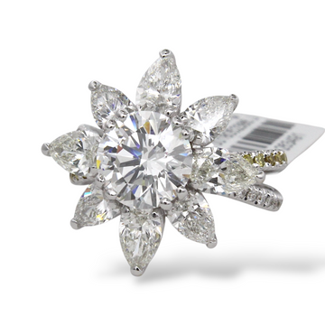 HARRY WINSTON Sunflower Ring GIA Natural Round Diamond 4.50 CTW 18K White Gold