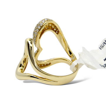 Afarin 0.90 CT Natural Diamond Pavè Open Loop Ring 18K Yellow Gold Size 6.5