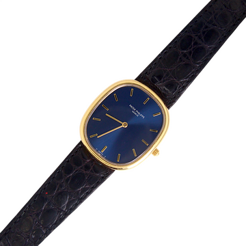 Patek Philippe Golden Ellipse Blue Dial Automatic 31x35 Yellow Gold Leather Band