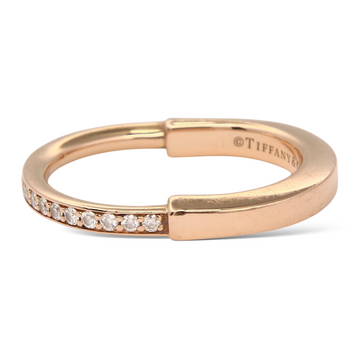 TIFFANY AND CO Lock Natural Diamond 18K Rose Gold Ring Size 6.5