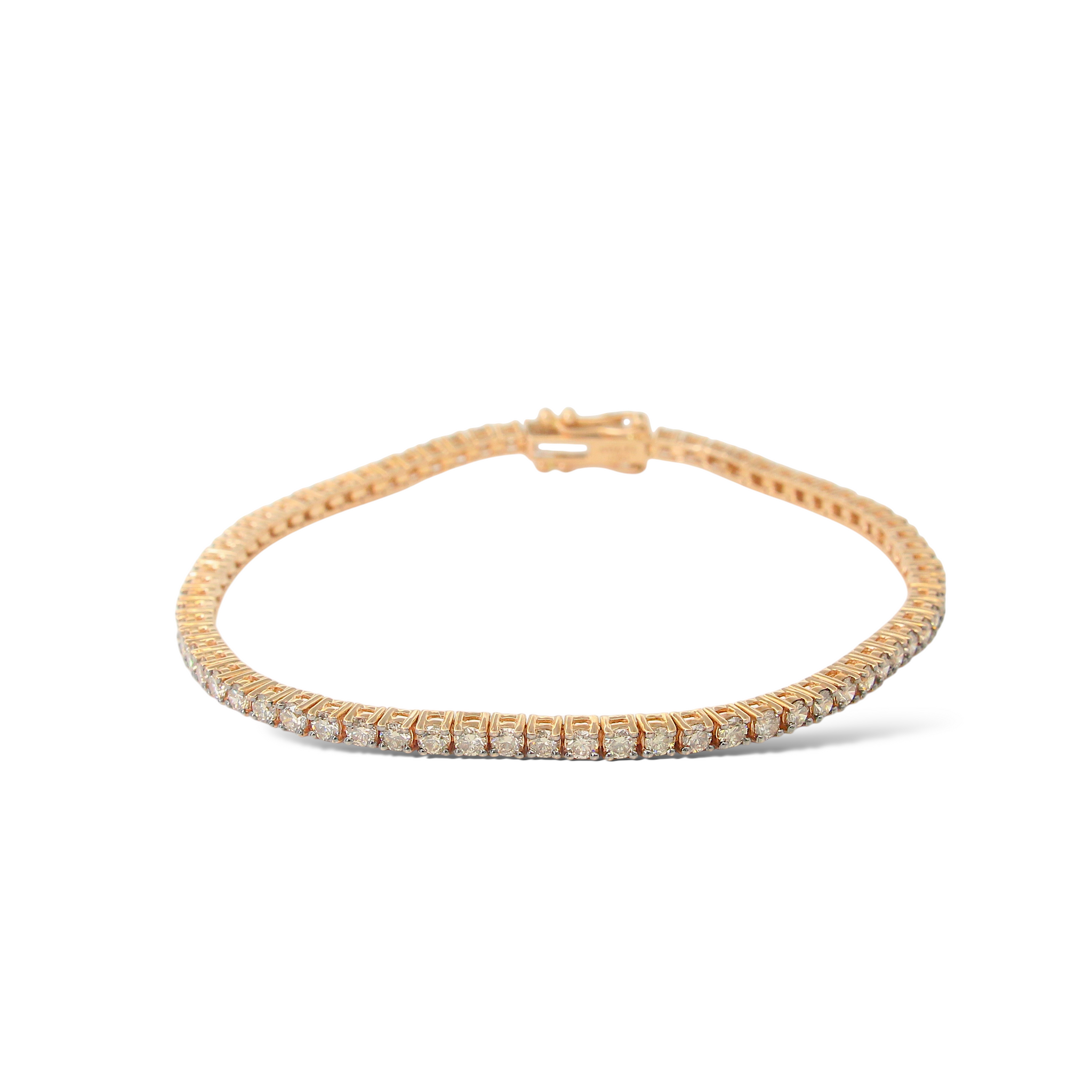 Le Vian 2.25 CT Natural Brown Diamond Tennis Bracelet 14K Rose Gold 7" Inches