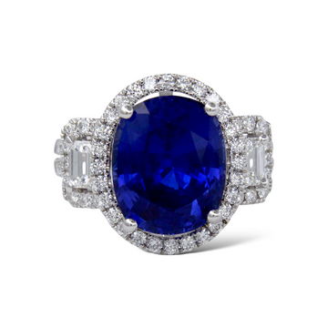 Royal Blue 6.78 CT Natural Sapphire Sri Lanka GIA Certified Diamond Ring