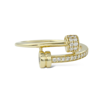 0.22 CT Natural Diamond Nail Wrap Ring Bypass Band 14K Yellow Gold Size 6.5