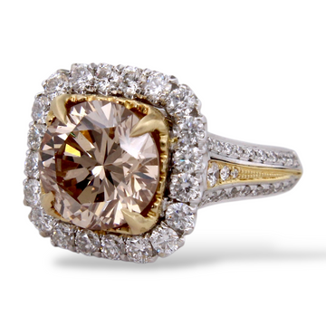 4.07 CT Center Round Brilliant Diamond GIA Engagement Ring 18K Gold Size 6.5