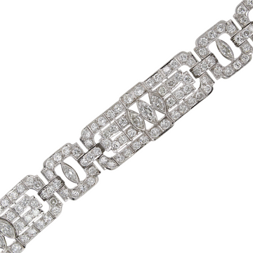 Antique Art Deco 19-20 CT Natural Diamond Bracelet Platinum Old European 7 Inch