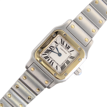 Cartier Santos Galbée 24 mm Ladies Quartz White Dial Two Tone Steel 18K Gold