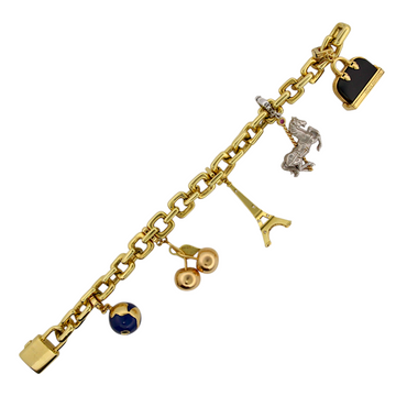 Louis Vuitton 18k Yellow Gold Charm Bracelet Eiffel Tower Horse Bag France Box
