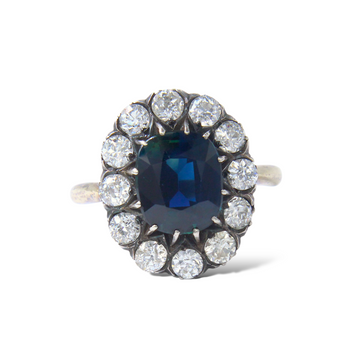 GIA Certified Blue Sapphire No Heat 4-4.5 CT Diamond Antique Ring 18K Gold