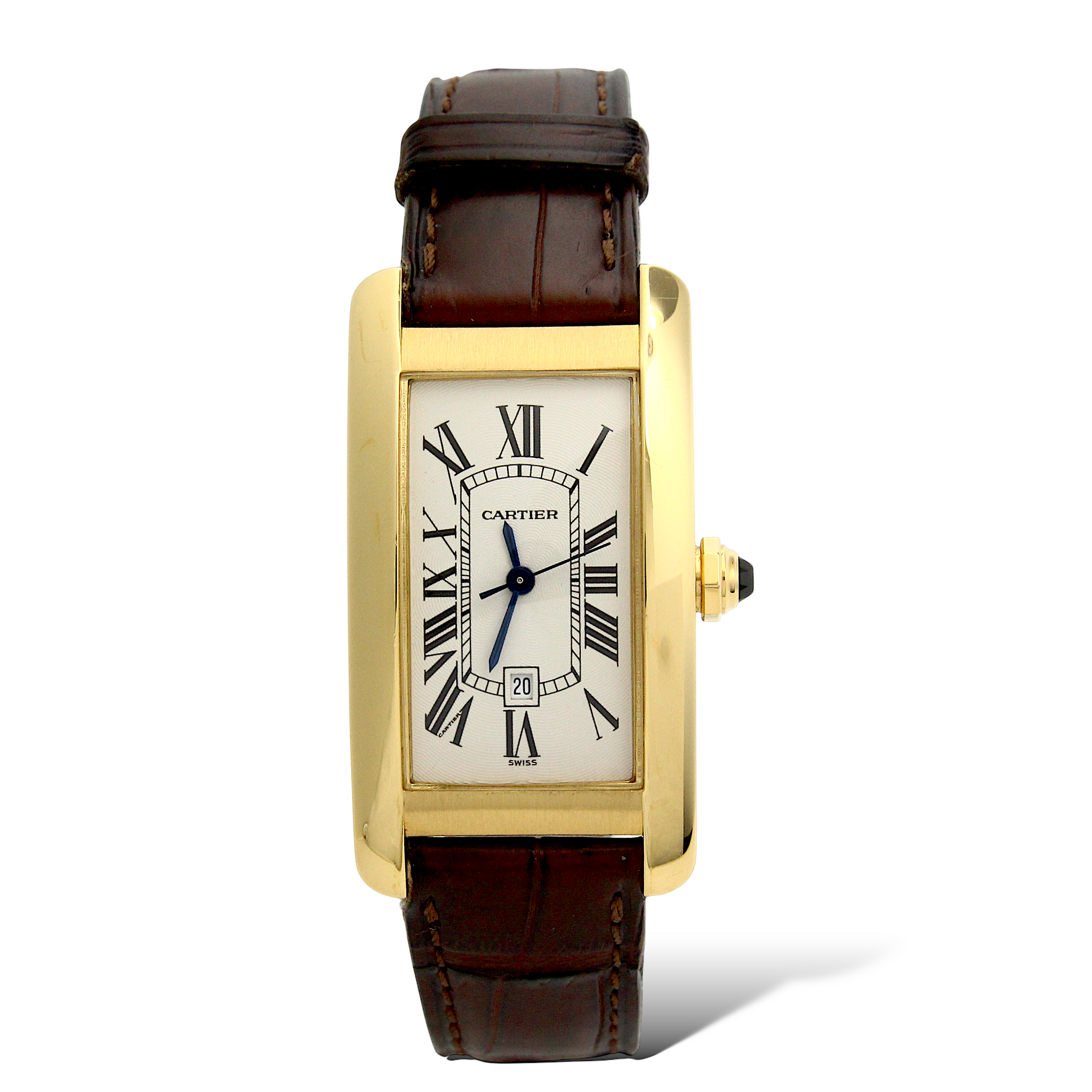 Cartier Tank Américaine 18K Yellow Gold Medium Automatic 22mmx41mm Leather Strap