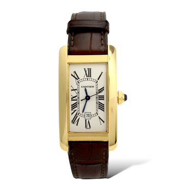 Cartier Tank Américaine 18K Yellow Gold Medium Automatic 22mmx41mm Leather Strap