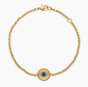 DAVID YURMAN Cable Collectibles Evil Eye Diamond & Sapphire Bracelet 18K Gold