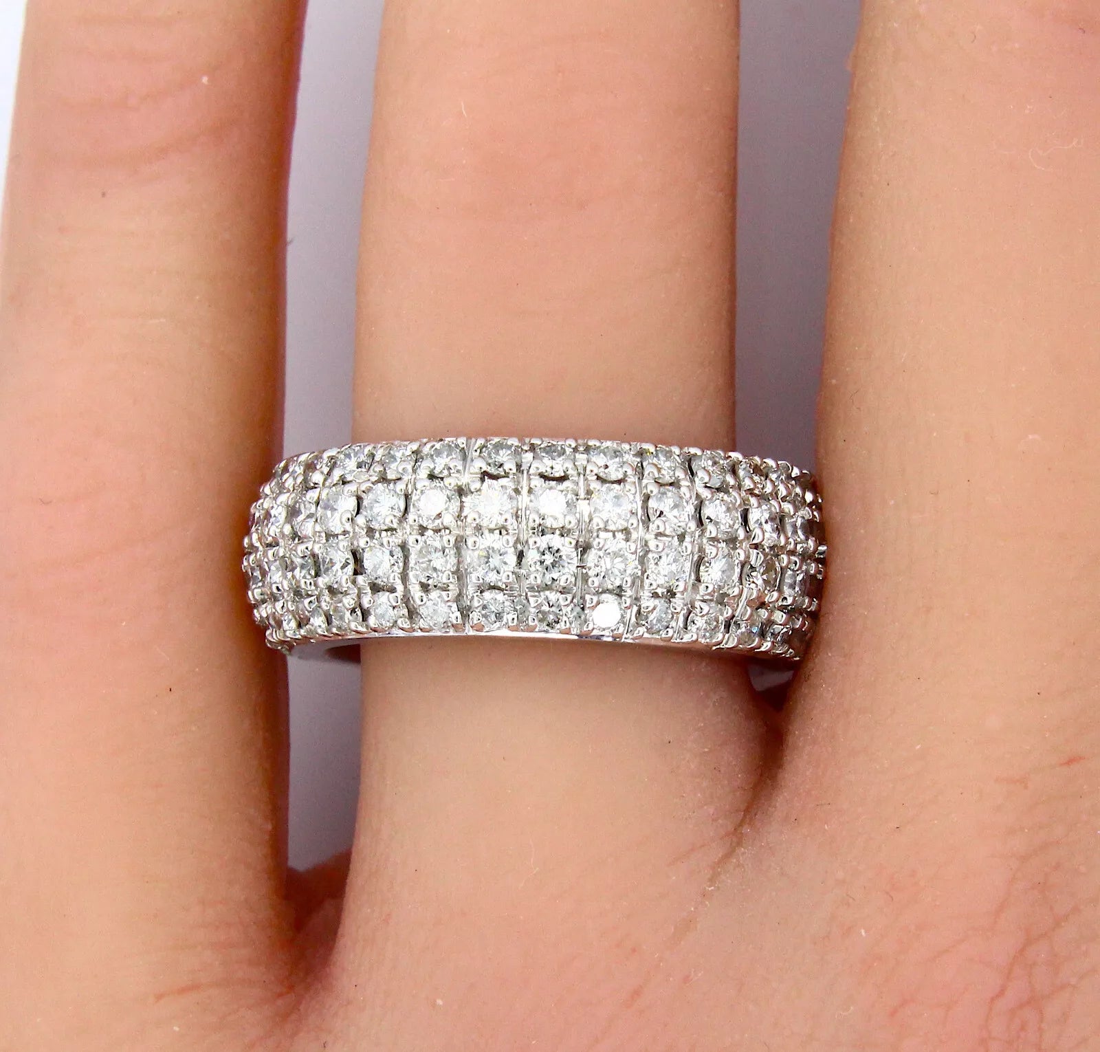 Estate 18K White Gold Natural Round Brilliant Diamond Ring 3.75 ct Ring Size 7 