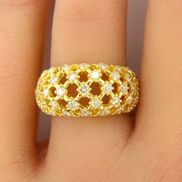 Estate Vintage 18K Yellow Gold Natural Diamond 1.20 ct Ring Size 6 1/4 