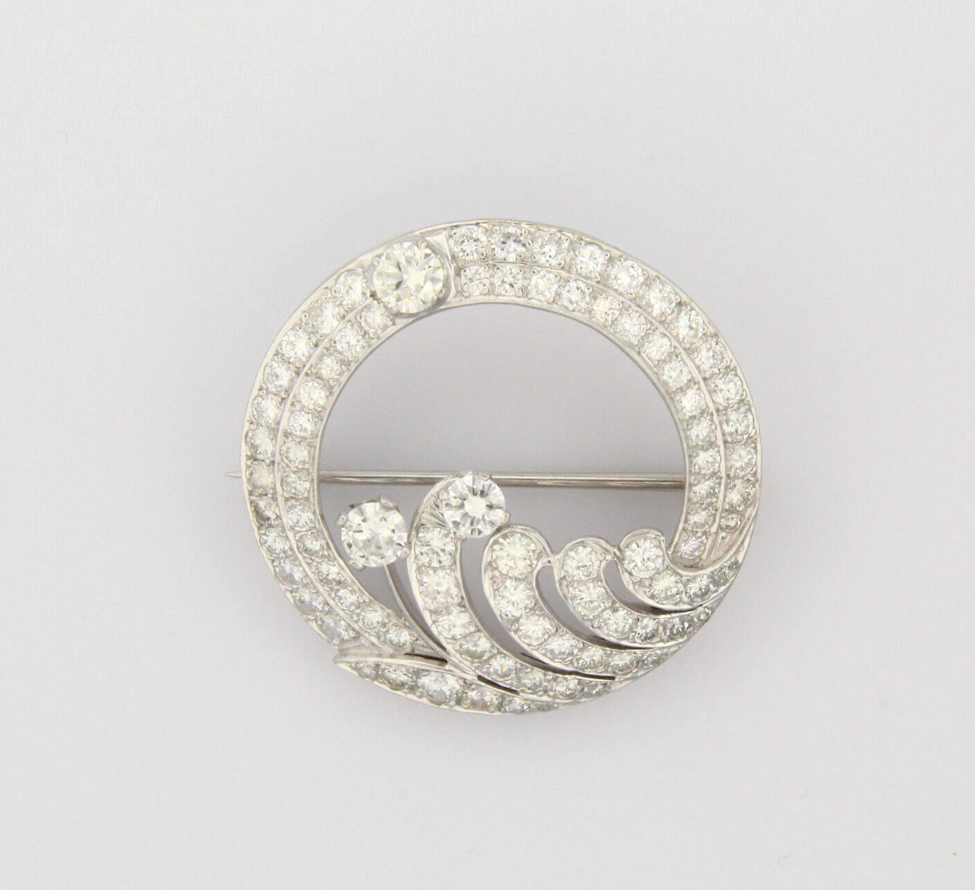 Estate Antique Art Deco 1920s Platinum Diamond 4.5ct 11.4 gr Brooch 