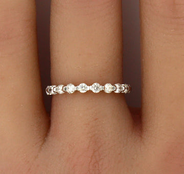 Anniversary Band 0.50 CT Natural Diamond Brilliant Round Cut 14K White Gold Ring