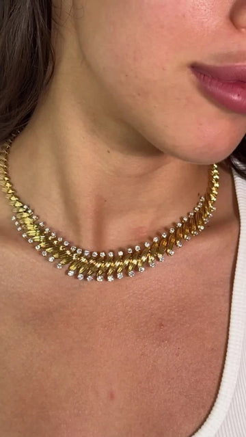 VAN CLEEF & ARPELS Coup De Vent Chantilly Diamond Necklace 3.5CT 18K Yellow Gold