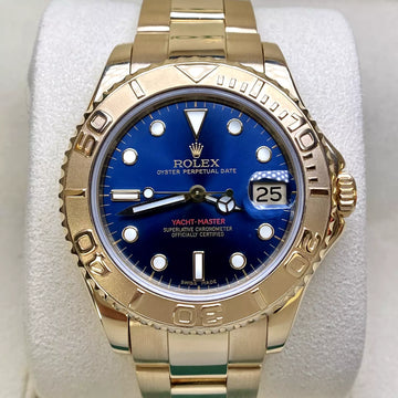 Rolex Yacht-Master Blue Dial 18k Solid Yellow Gold 35MM Automatic 68628 