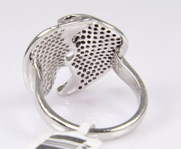 18K White Gold Black & White Diamond Yin Yang Cocktail Ring Bold Statement Piece