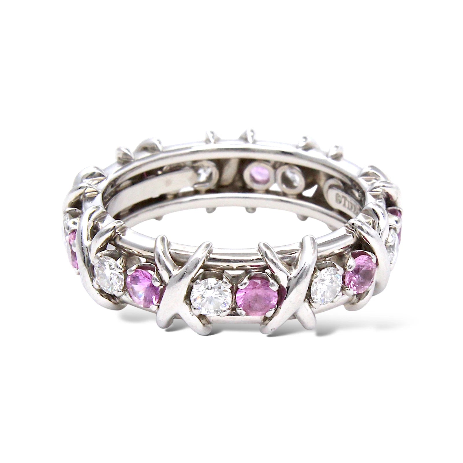 TIFFANY AND CO Diamond Pink Sapphire Schlumberger Platinum 950 Ring Appraisal 