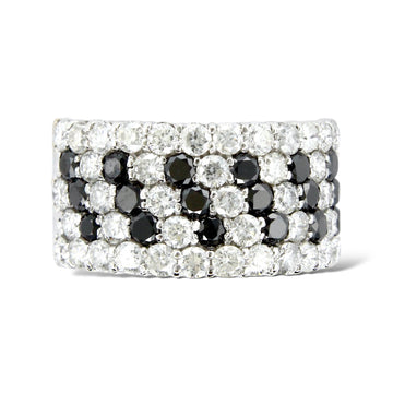 Estate 18K White Gold Natural Black and White Diamond 3 CT Ring Size 7 
