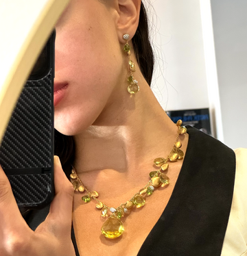 MARCO BICEGO Multi-Stone Earrings Prasiolite, Peridot, Diamonds 18K Yellow Gold