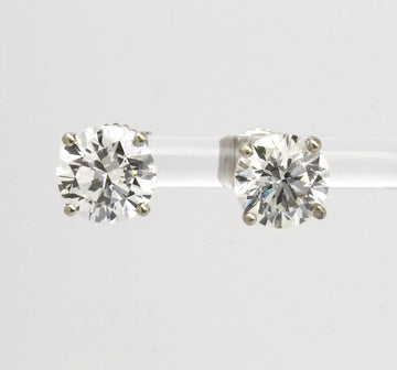 5.03 CT Natural Round Diamond Stud Earrings GIA H Color Excellent Cut White Gold