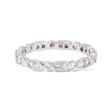 Eternity Diamond Band 0.50CT Round Cut 18K White Gold Ring Size 5 