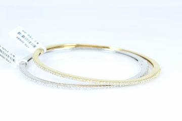 Set of 2 Diamond Bangle Bracelets  18k White Gold and 18k Yellow Gold 1.00 CTW